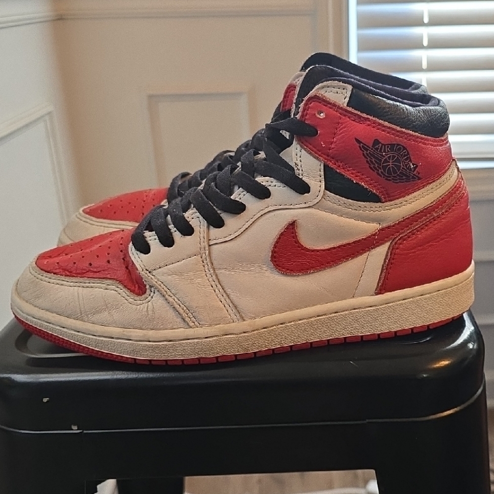 Jordan Red and White High-Top Sneakers